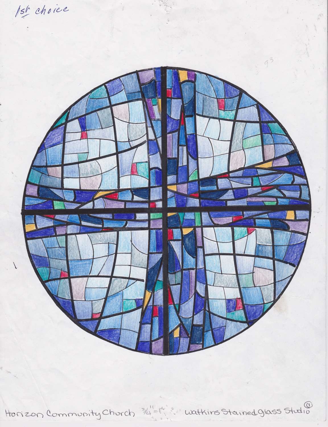 blue cross window sketch
