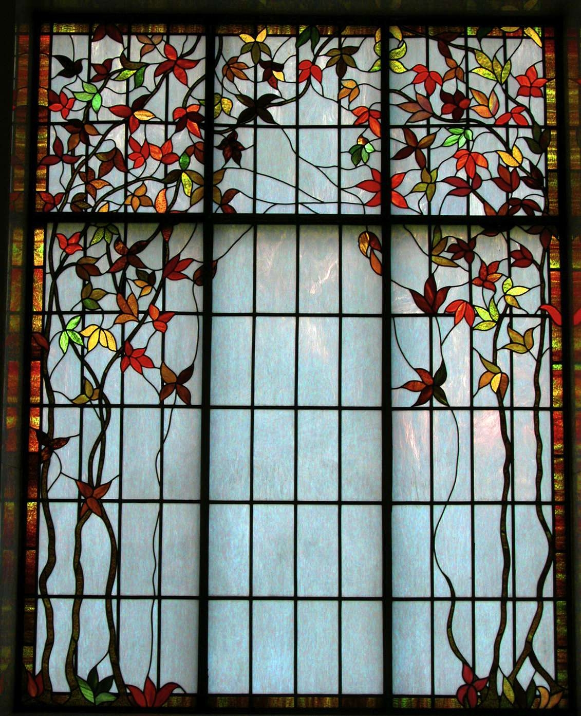 window with leaves
