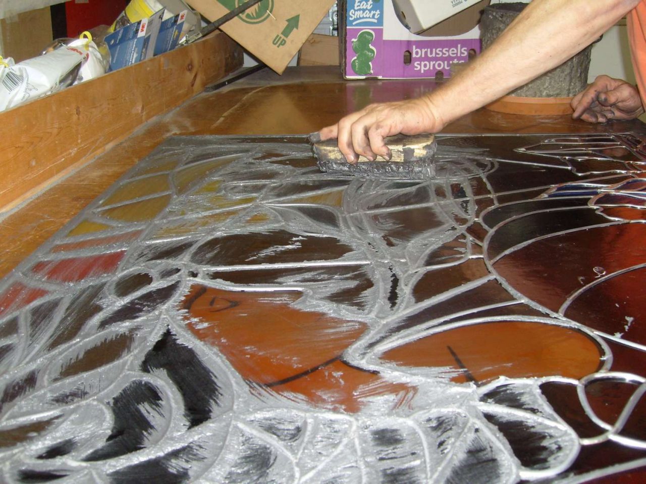 cementing stained glass Watkins Stained Glass